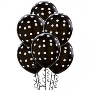 Balões Com Pintas Brancas, 6 Unidades - Preto