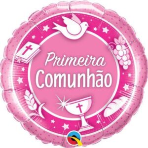 Balão Foil 46Cm Primeira Comunhão Rosa