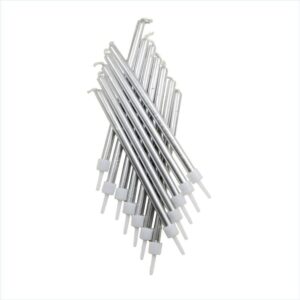 Vela Prateada Metalizada 10Cm - 12 Unidades