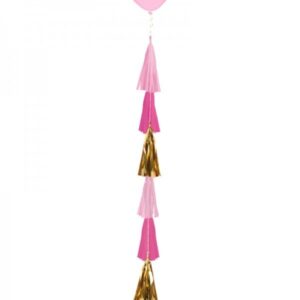 Cauda Para Balões 70Cm - Rosa E Dourado