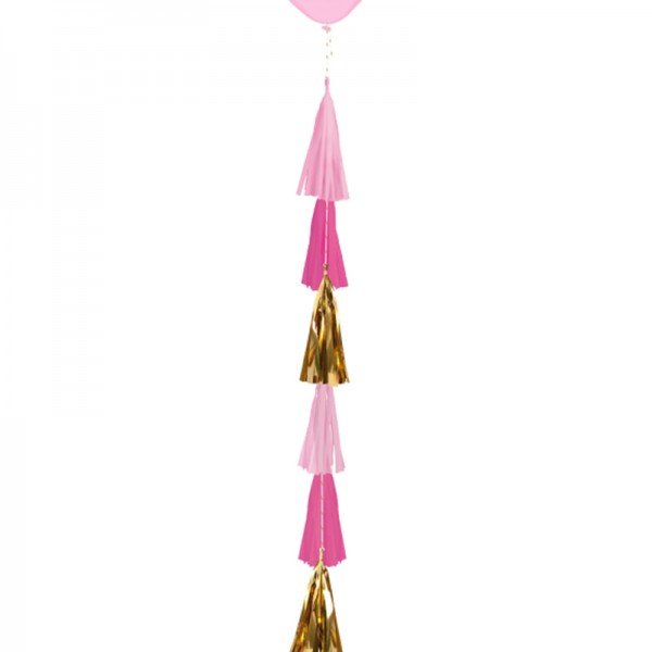 Cauda Para Balões 70Cm - Rosa E Dourado