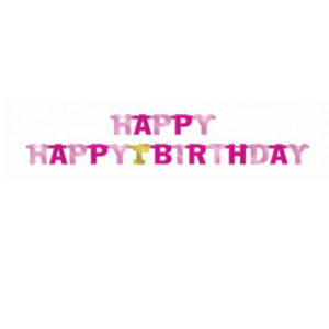 Bandeirola Primeiro Aniversario Rosa