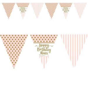Bandeirola Happy Birthday Pink E Gold 370Cm