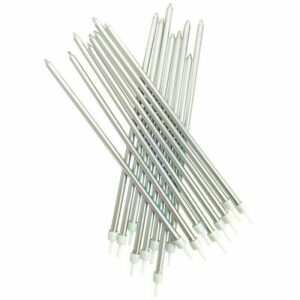 Vela Prata Metalizada 18 Cm - 16 Unidades