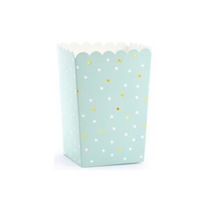 6 Caixas Para Pipocas Menta e Dourado