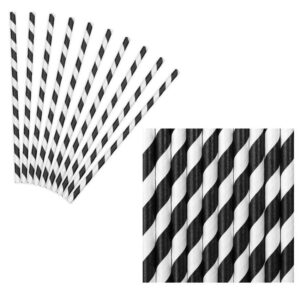 Palhinhas De Papel Às Riscas - Preto