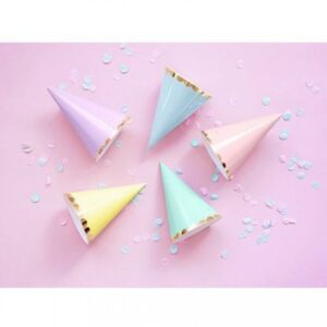 6 Chapéus Cone Yummy Pastel Gold