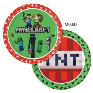 Pratos de papel Minecraft (próxima geração) 23 cm, 8 unid. (sem plástico)