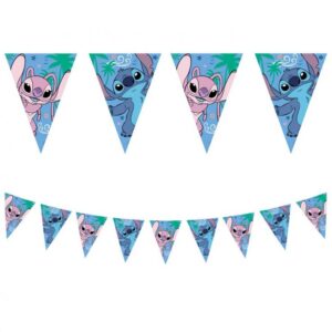 banner de bandeira triangular de papel Stitch & Angel Disney, 120 x 180 cm, (FSC), 1 un.