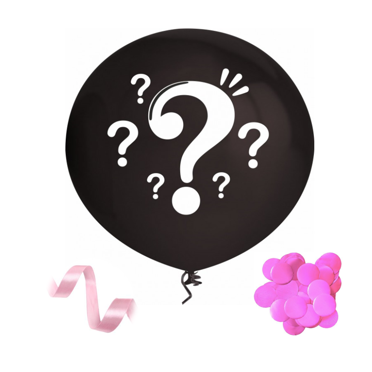 Balão Chá De Revelação Com Fita E Confettis Rosa