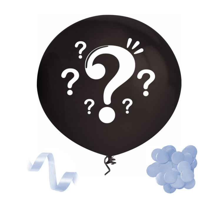 Balão Chá De Revelação Com Fita E Confettis Azuis