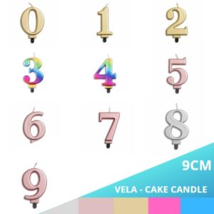 Vela de aniversario numeros metalizada 1/9 Varias cores