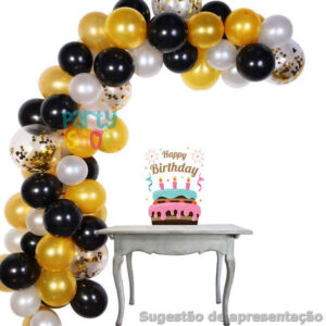 Kit Arco Balões Preto E Dourado- 100 Peças