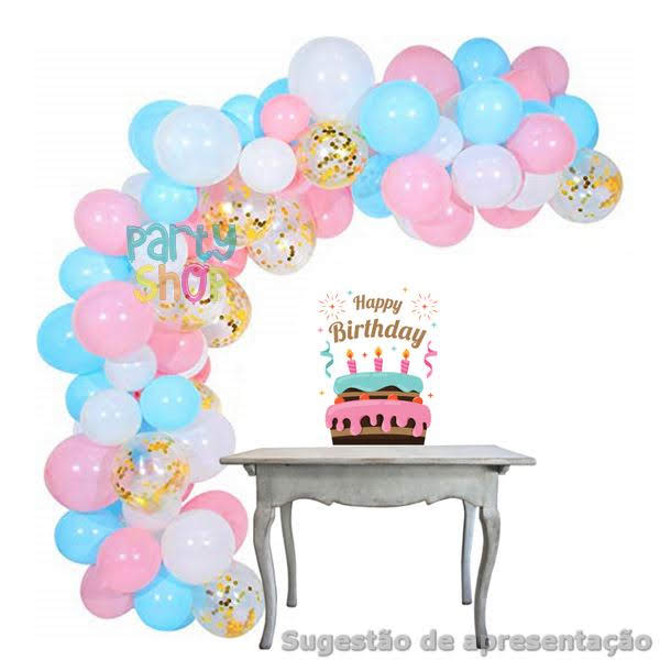 Kit Arco Balões Rosa & Azul -100 Peças