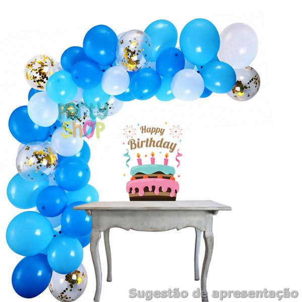 Kit Arco Balões Azul - 100 Peças