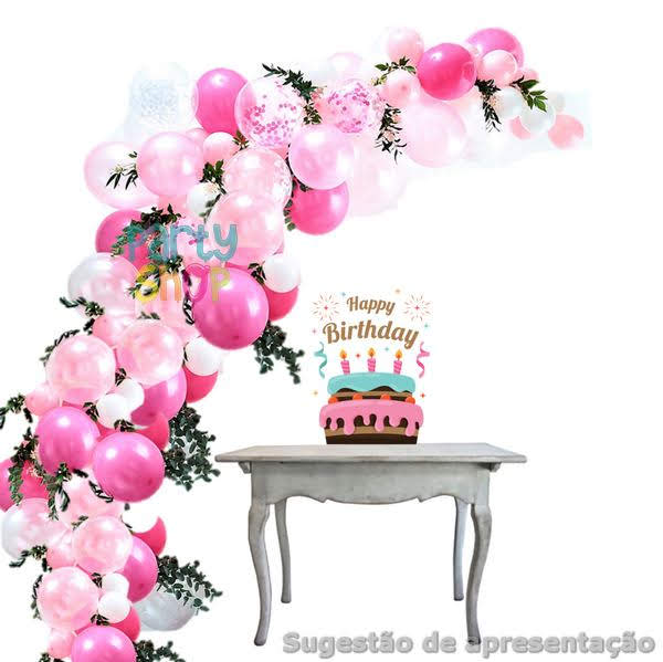 Kit Arco Balões Rosa - 100 Peças