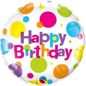 Balão Foil Happy Birthday Bolinhas