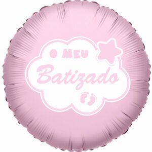 Balão Foil O Meu Batizado Rosa