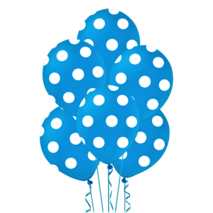 Balões Com Pintas Brancas, 6 Unidades - Azul