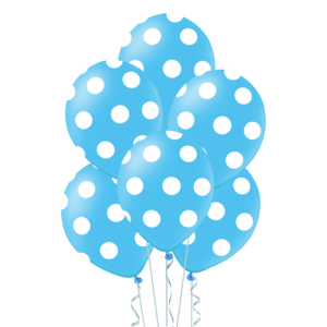 Balões Com Pintas Brancas, 6 Unidades - Azul Bebé