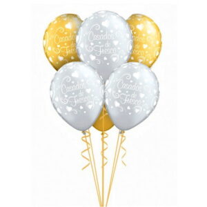 5 Balões Casados De Fresco Ouro E Prata
