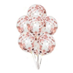 Balões Com Confettis - Rosa dourado