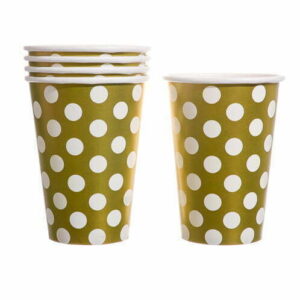 Copos De Cartão Dourado Com Bolinhas