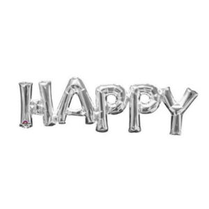 Balão Happy 76X25Cm Prata
