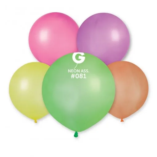 50 Balões Sortidos Neon de 48 cm GEMAR