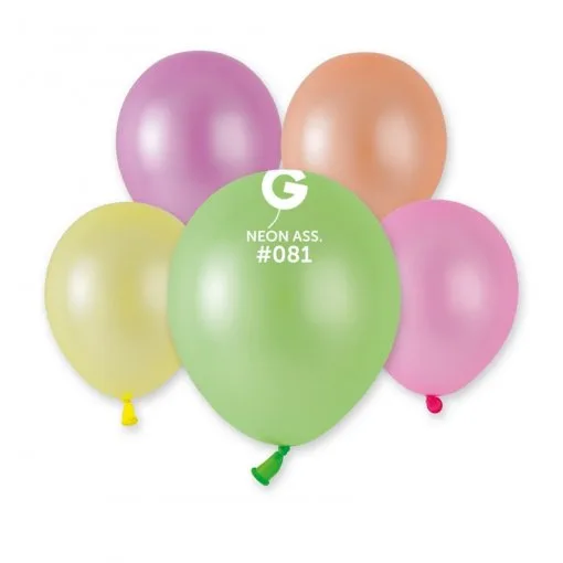 Balões Sortidos Neon pequenos de 13 cm GEMAR
