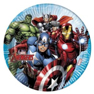 8 Pratos Avengers 100% papel
