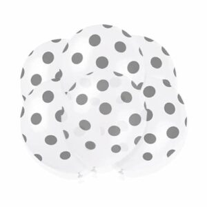 6 Balões Brancos Com Pintas Prata