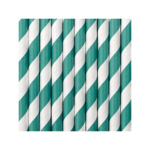 Palhinhas De Papel Às Riscas - Azul Turquesa