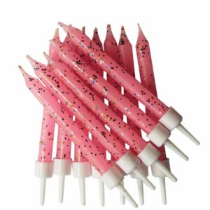 Velas De Aniversário Rosa Glitter