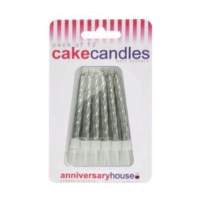 12 Velas Riscadas Com Suporte - Prata